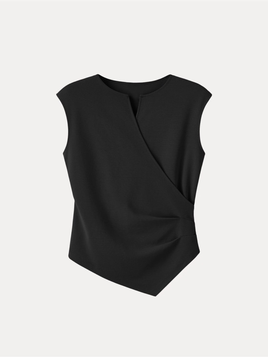 OGL Tops - OGL NWT Ponte Black Tucked Angled Tank Top Med